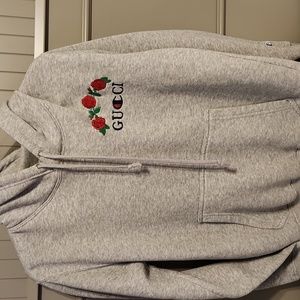 Grey gucci X champion hoodie size medium
